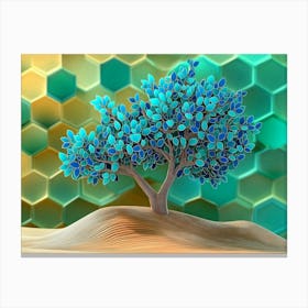 Blue Tree In The Desert Canvas Print