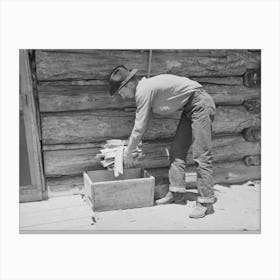 Farmer Getting Wood For The Cook Stove, Pie Town, New Mexico By Russell Lee Canvas Print