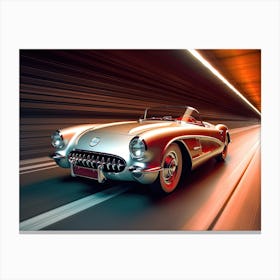 56 Silver Corvette Canvas Print