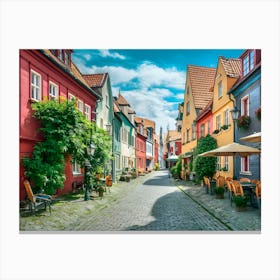 Colorful Houses In A Street Canvas Print