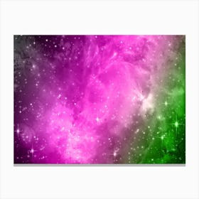 Green, Pink Black Galaxy Space Background Canvas Print