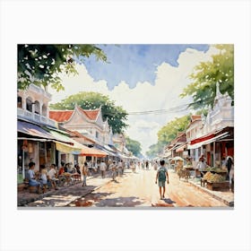 Street Scene In Cambodia Canvas Print