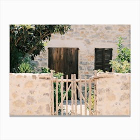 Ibiza garden& House with brown door // Ibiza Travel Photography Canvas Print