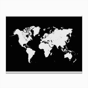World Map in Black Canvas Print