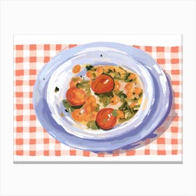 A Plate Of Caponatta, Top View Food Illustration, Landscape 4 Canvas Print