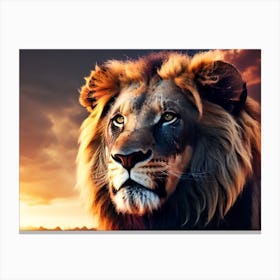 Lion In The Sunset Canvas Print