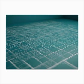 Abstract Image Of A Series Of White Lines Forming A Grid Pattern, Resembling A Blueprint Or Architectural Design Canvas Print