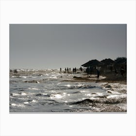 Beach People water sea waves crown summer photo art photography Canvas Print