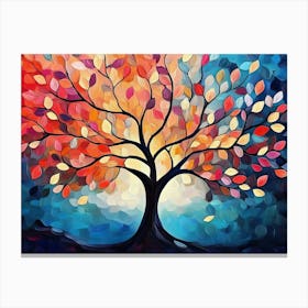 3D Colorful Tree with Vibrant Leaves Hanging Branches 1 Canvas Print