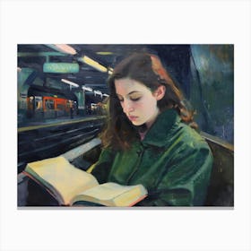 Girl Reading A Book 6 Canvas Print