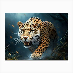 Fantasy Illustration Of A Wild Animal Leopard 4 Canvas Print