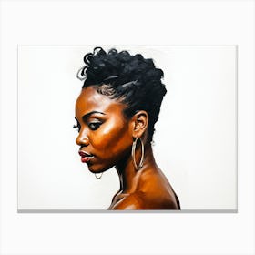 Side Profile Of Beautiful Woman Oil Painting 171 Canvas Print