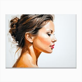 Side Profile Of Beautiful Woman Oil Painting 60 Canvas Print