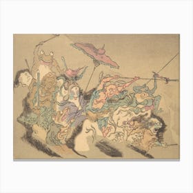 Night Parade of A Hundred Demons Kawanabe Kyosai Vintage Japanese Woodblock Print Yokai 4 Canvas Print