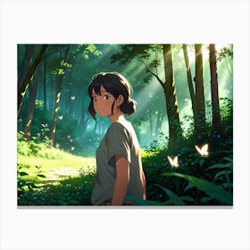 Girl In The Forest Canvas Print