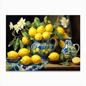 Lemons And Flowers Canvas Print
