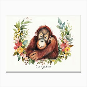 Little Floral Orangutan 4 Poster Canvas Print