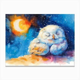 Snowy-Owls in the Polar Nights 1 Canvas Print
