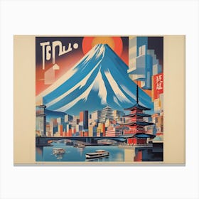 Vintage Cubist Travel Poster Tokyo Mt Fuji Canvas Print