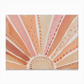 Mauve, Blush and Orange Sun, Watercolor Boho Sunset Canvas Print