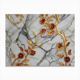 Gold Leaf On Marble Canvas Print
