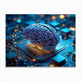 Abstract Concept Of A Brain Resembling An Intricate Circuit Board With Neural Lines Crisscrossing A (5) Canvas Print