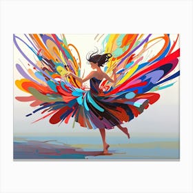 Girl With Colorful Wings Canvas Print