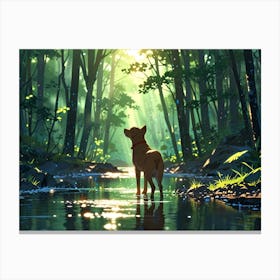 Dog In The Forest Canvas Print