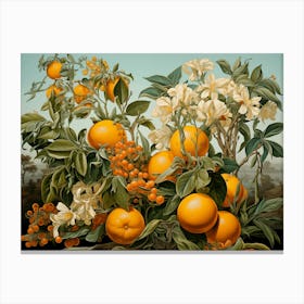 Tree Of Oranges. Kitchen print art in green and orange colors Canvas Print