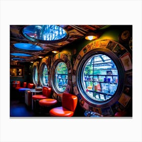 Bar With Many Windows Canvas Print