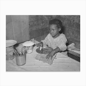 Daughter Of Tenant Farmer Eating Bread And Flour Gravy For Dinner, Wagoner County, Oklahoma By Russell Lee Canvas Print