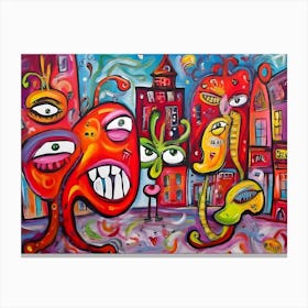 Monsters In The City Canvas Print