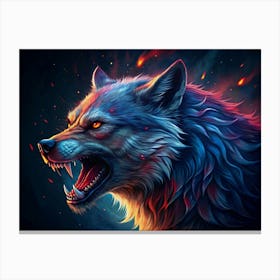 Fierce White Wolf With Blazing Fur Canvas Print