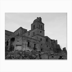 Black And White Image Of A Castle Canvas Print
