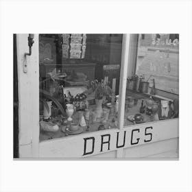 Drugstore Window, Ray, North Dakota By Russell Lee Canvas Print