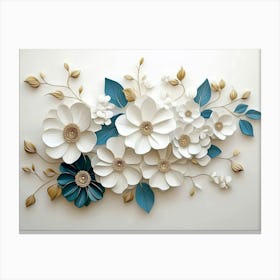 3d Artwork Illustration Flowers White 4 Canvas Print