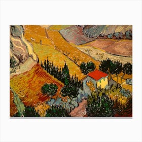 Landscape With House And Ploughman, 1889 By Vincent Van Gogh Canvas Print