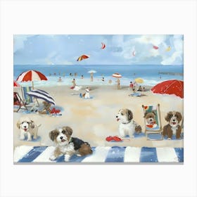 Dogs On The Beach 1 Canvas Print