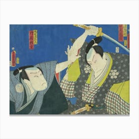 Näyttelijät Bando Kamezo Ja Kataoka Gado Näytelmässä Sano Keizu Soga No Goshozome (Soga Suvun Silkkiviitta), Canvas Print