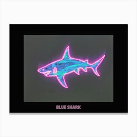 Neon Pink Blue Shark Poster 4 Canvas Print