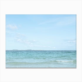 Turqoise blue ocean at Olberg beach in Norway - Jaerre coast summer nature and travel photography by Christa Stroo Photography Canvas Print