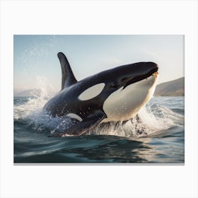 Realistic Photography Of Orca Whale Coming Out Of Ocean 7 Canvas Print