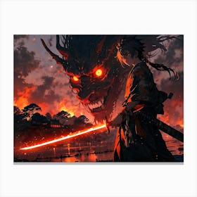 A male samurai possessed by demon rage Canvas Print