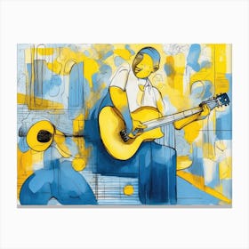 Rythms In Blue & Yellow Canvas Print