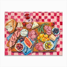 Mediterranean Mezze Platter Pink Checkerboard 1 Canvas Print