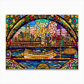 Stained Glass Art Tokyo - Tokyo City In Stained Glass Style Canvas Print