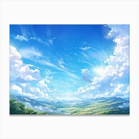 A Panorama Of A Crisp Clear Sky On A Sunlit Day The Vast Cloudscape Spreading Out Unfurling Artist (2) Canvas Print