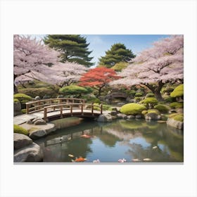 Cherry Blossoms In A Garden Paintings Art Print Canvas Print