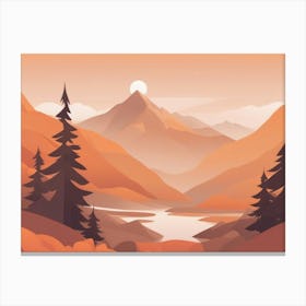 Misty mountains horizontal background in orange tone 78 Canvas Print