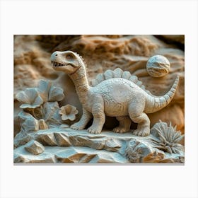 3d Dinosaur Made In Stone 4 Canvas Print